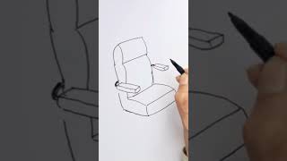 How to draw an executive chair. office chair easy for beginners #drawing
