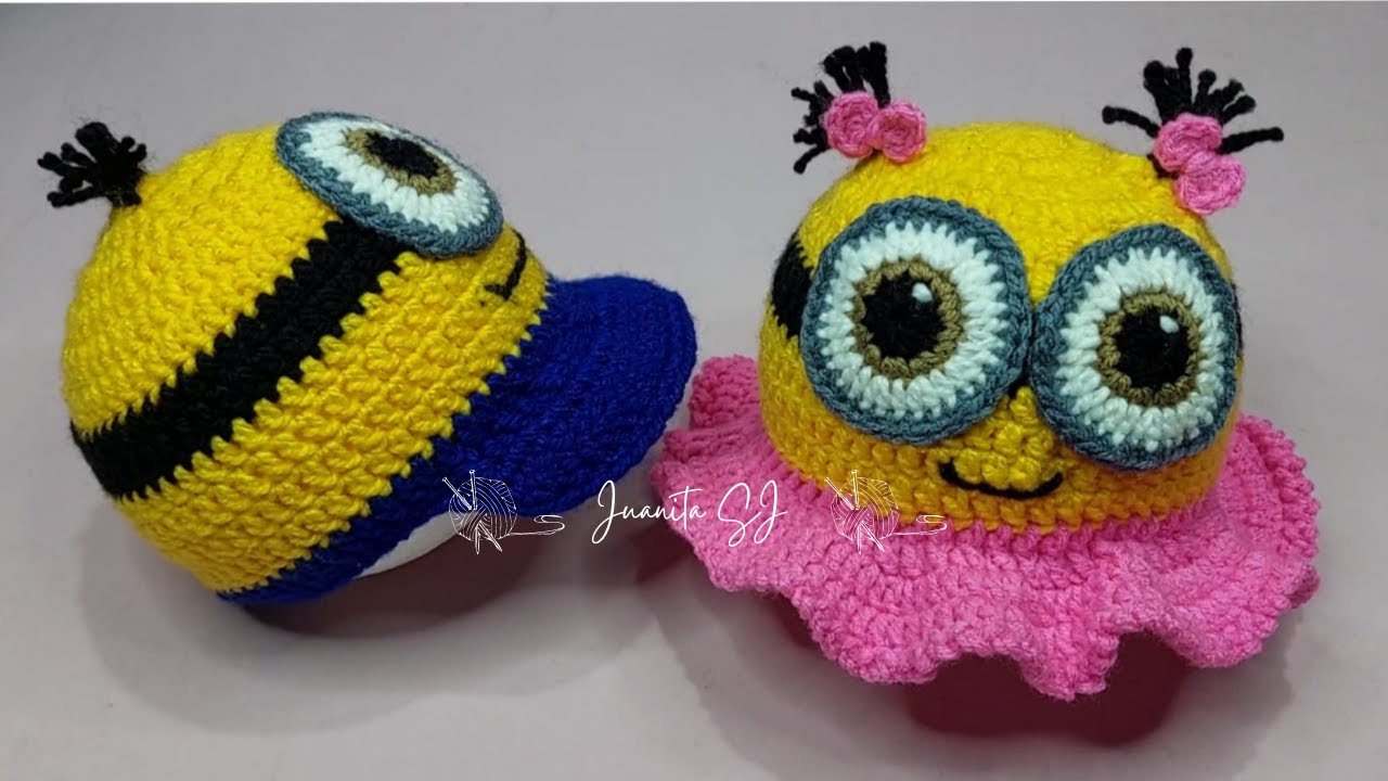 ШАПКА С МИНЬОНАМИ / ВЯЗАНАЯ ШАПКА С МИНЬОНАМИ