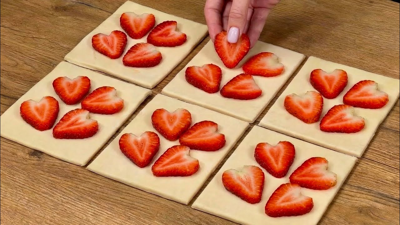 Das perfekte Dessert aus Blätterteig und Erdbeeren, ich habe alle Gäste überrascht!