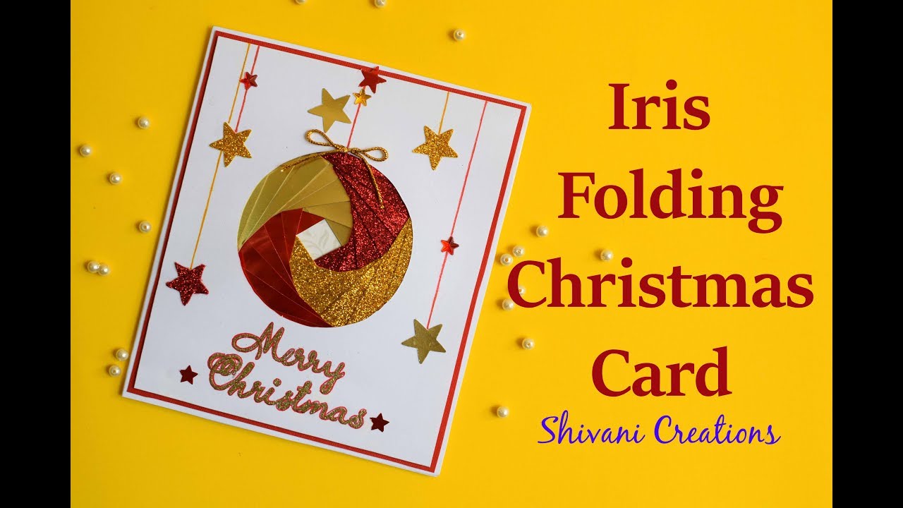 Iris Folding Christmas Ornament Card/ Handmade Greeting Card for Christmas With Iris Folding Christmas Cards Templates