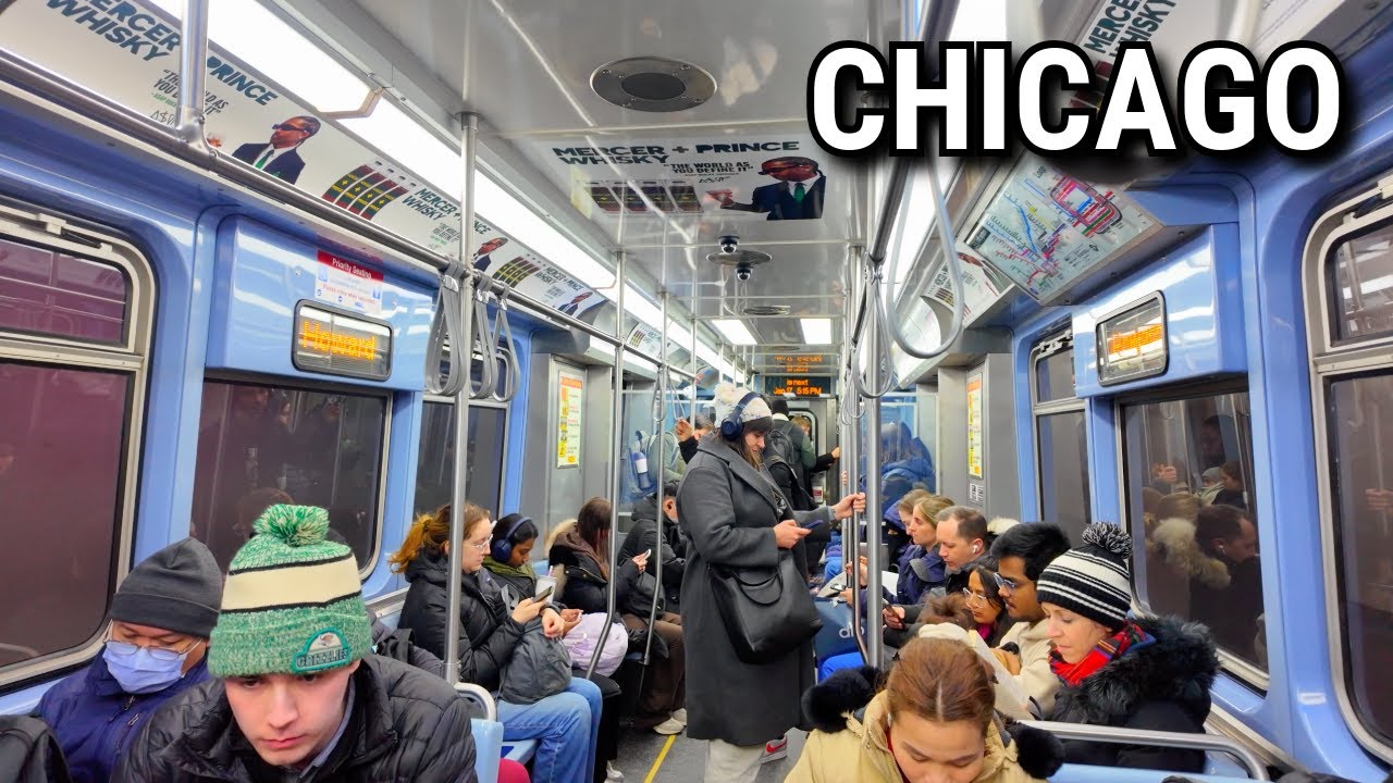 Chicago Train Ride From Chicago Theatre To Wrigley Field On Friday | January 17, 2025 | 4k 60fps