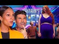 Giant girl startled and jumped up winning the golden buzzer at britains got talent 2024