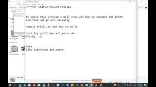 Printer Status Paused Problem Solved