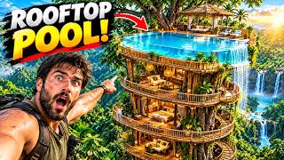 I Built a 3-Story Luxury Bamboo Treehouse… With a Secret Rooftop Pool!