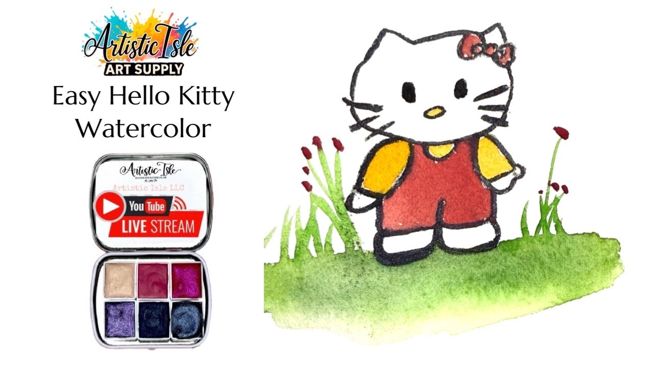 Hello kitty inspired watercolor 