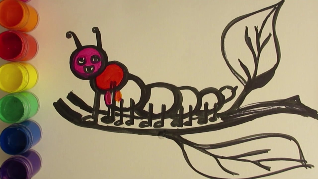 Glitter Caterpillar Coloring and drawing Learn colors for kids and toddlers|DIY|Poko Toy Art