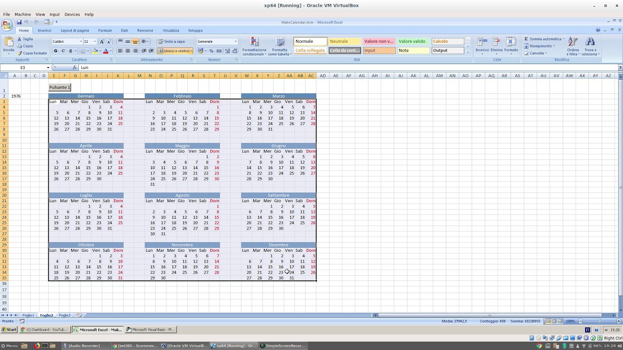 Excel 2007 how to create a Vba routine to generate Calendar - YouTube