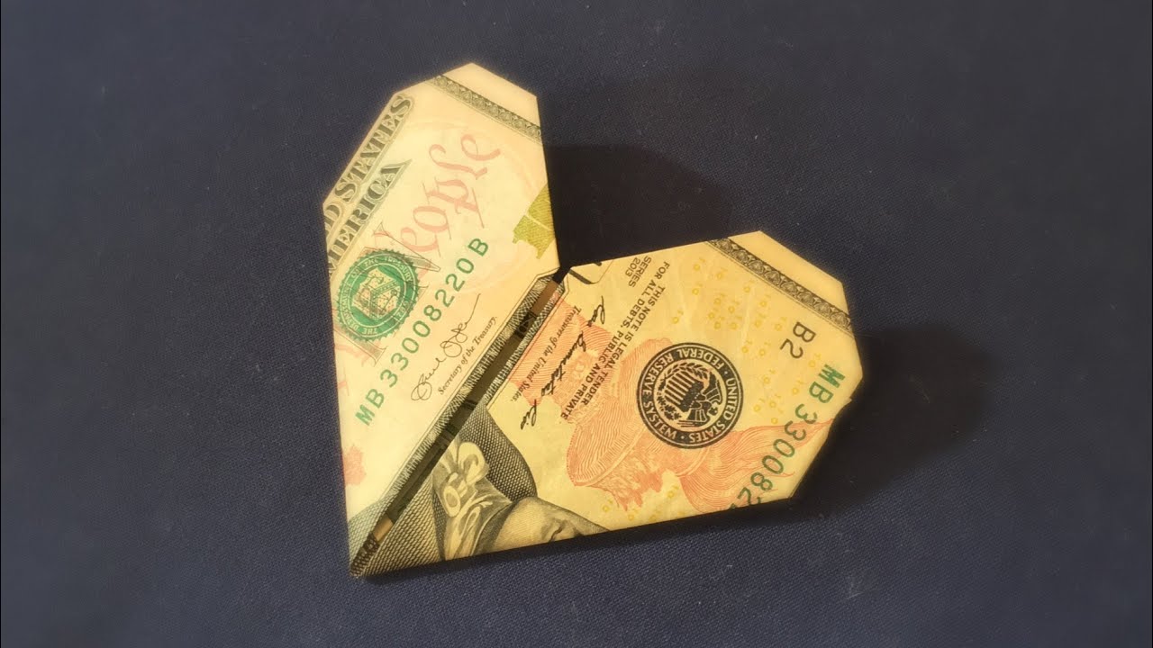 Easy Origami Dollar Bill Heart Youtube