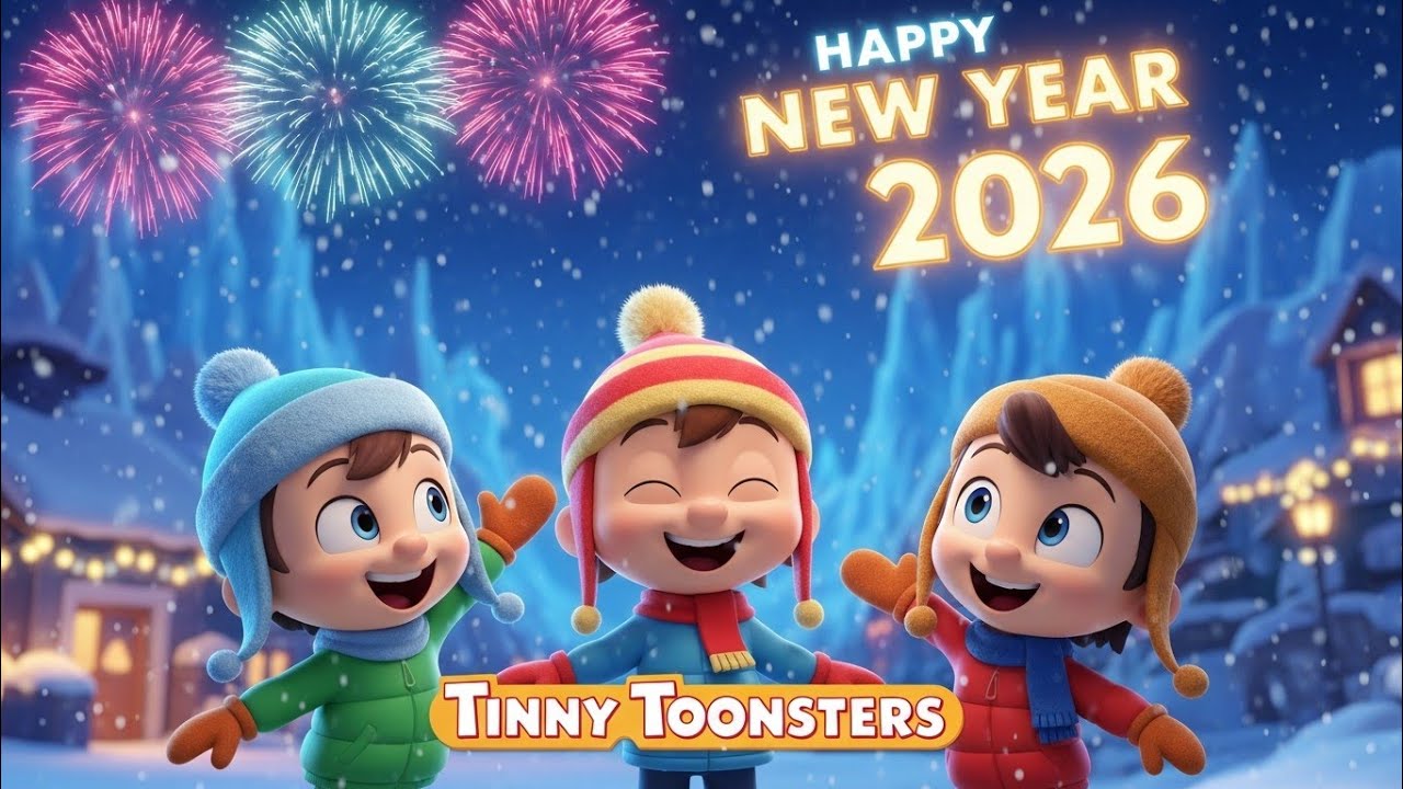 Happy New Year Song 2026 🎆 | Fun Kids Cartoon Animation | Tinny Toonsters