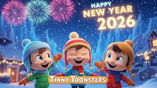 Happy New Year Song 2026 🎆 | Fun Kids Cartoon Animation | Tinny Toonsters