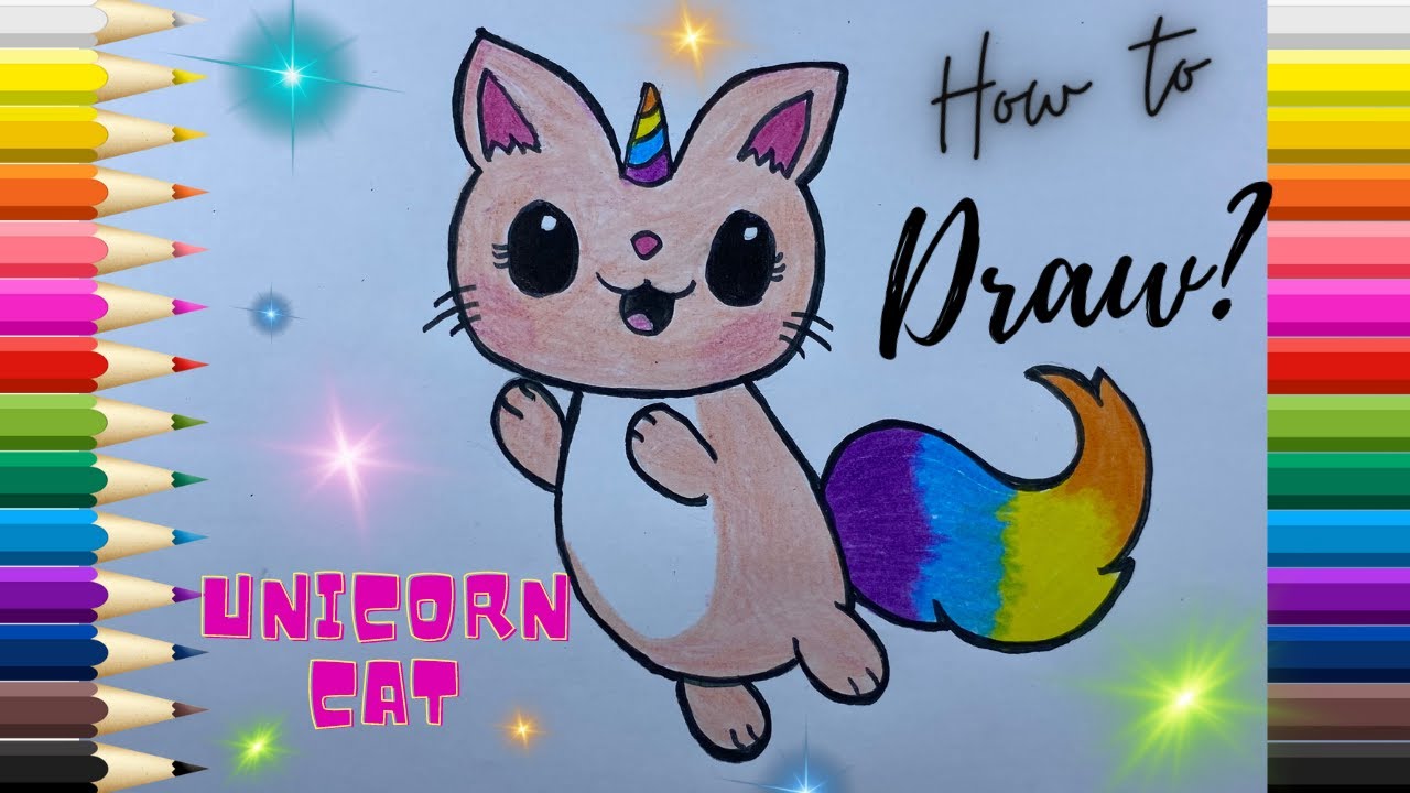Unicorn Cat || How to draw Unicorn Cat? || Step by step easy tutorial ...