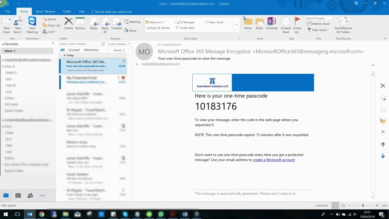 What Receiving Encrypted Emails Looks Like In Outlook YouTube