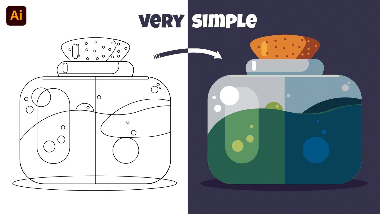 Adobe Illustrator Tutorial | Glass bottle Vector Illustration - YouTube