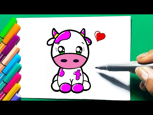 Como desenhar Vaca fofa Kawaii ❤ Animais Kawaii, Desenhos para