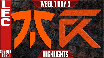 FNC vs XL Highlights | LEC Summer 2020 W1D3 | Fnatic vs Excel