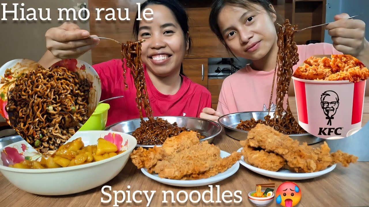 Spicy noodles mukbang+KFC 🤤spo skang chapai mai no nai tong lai di#food #spicyfood #subscribe 