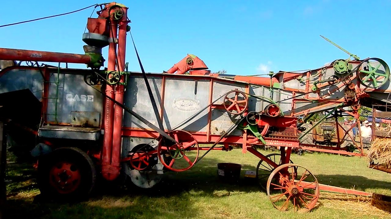 Antique wheat threshing machine demonstration YouTube