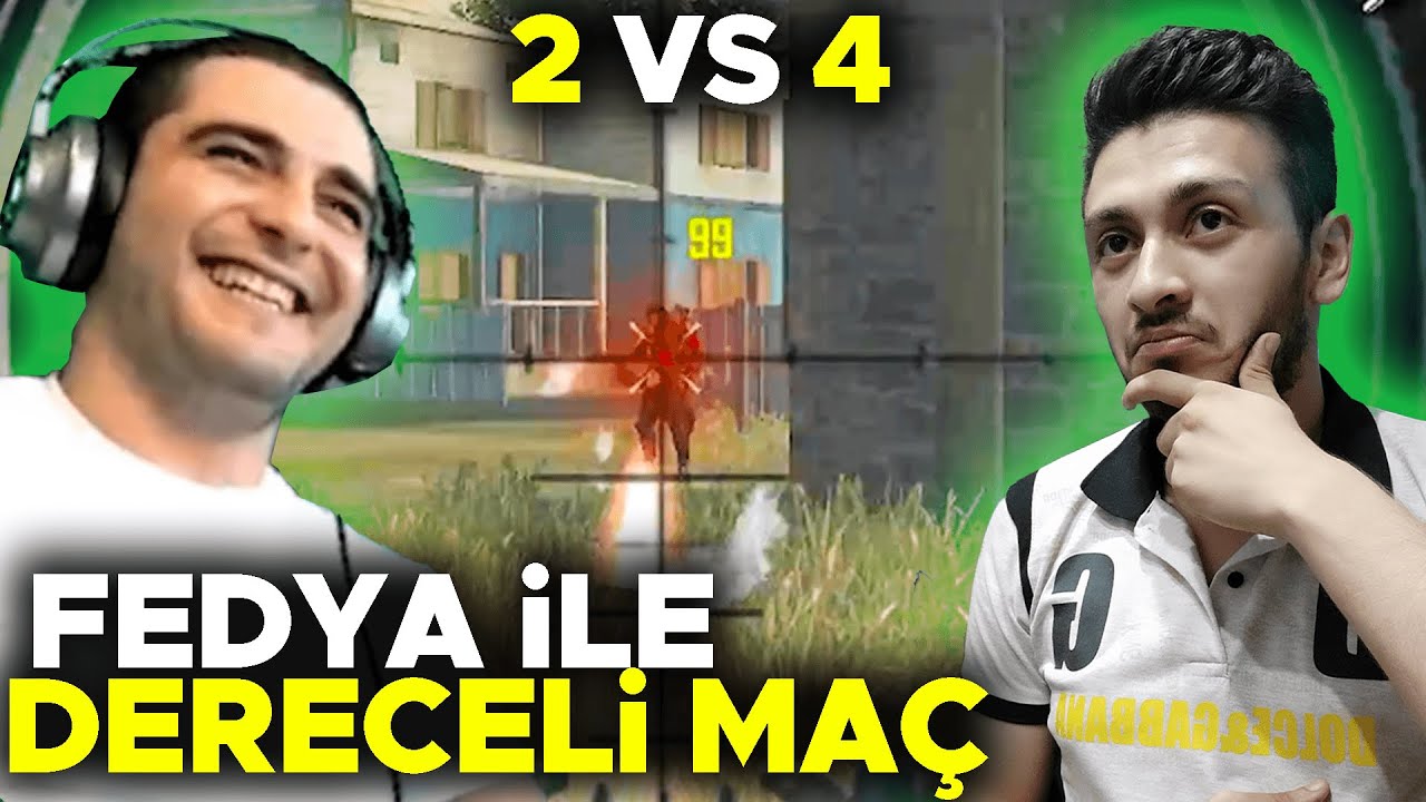 AMZ FEDYA İLE 2 VS 4  2-YOUTUBER EYNİ MAÇDA!! DERECELİ OYNADIQ!! FREE FİRE