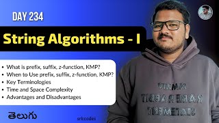 String Algorithms in Telugu | Prefix, Suffix, Z-Function, KMP Explained | Python DSA | srkcodes