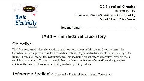 DC Electrical Circuits Lab 1 - The Electrical Laboratory