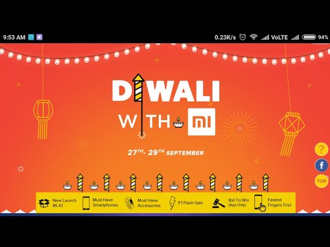 Mi store app 1 rupee flash sale, discount coupons, Bid on Diwali offers