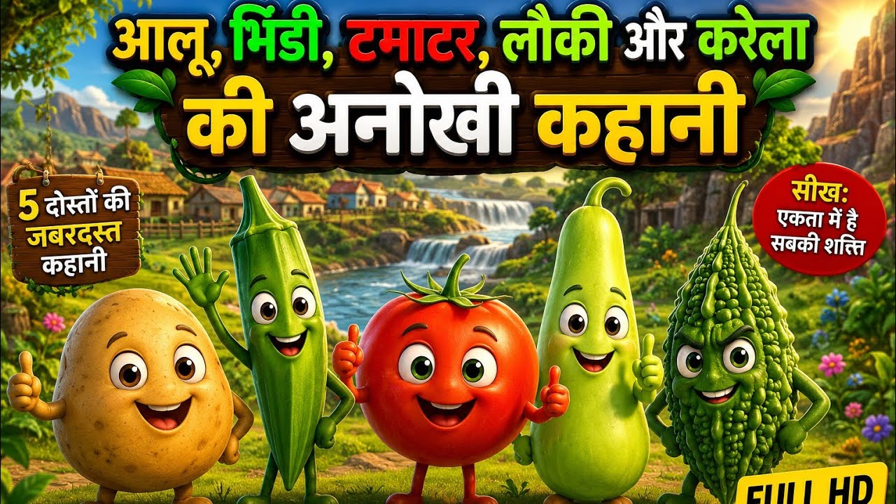 Vegetable Adventure 💥The Amazing Vegetable Adventure Story 🥔🥒आलू, भिंडी, टमाटर, लौकी और ...