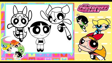 THE POWERPUFF GIRLS Coloring Pages BUBBLES BLOSSOM BUTTERCUP Superheroes Coloring in Markers