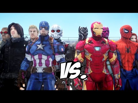 Thumbnail for Team Captain America vs Team Iron Man - Civil War Battle