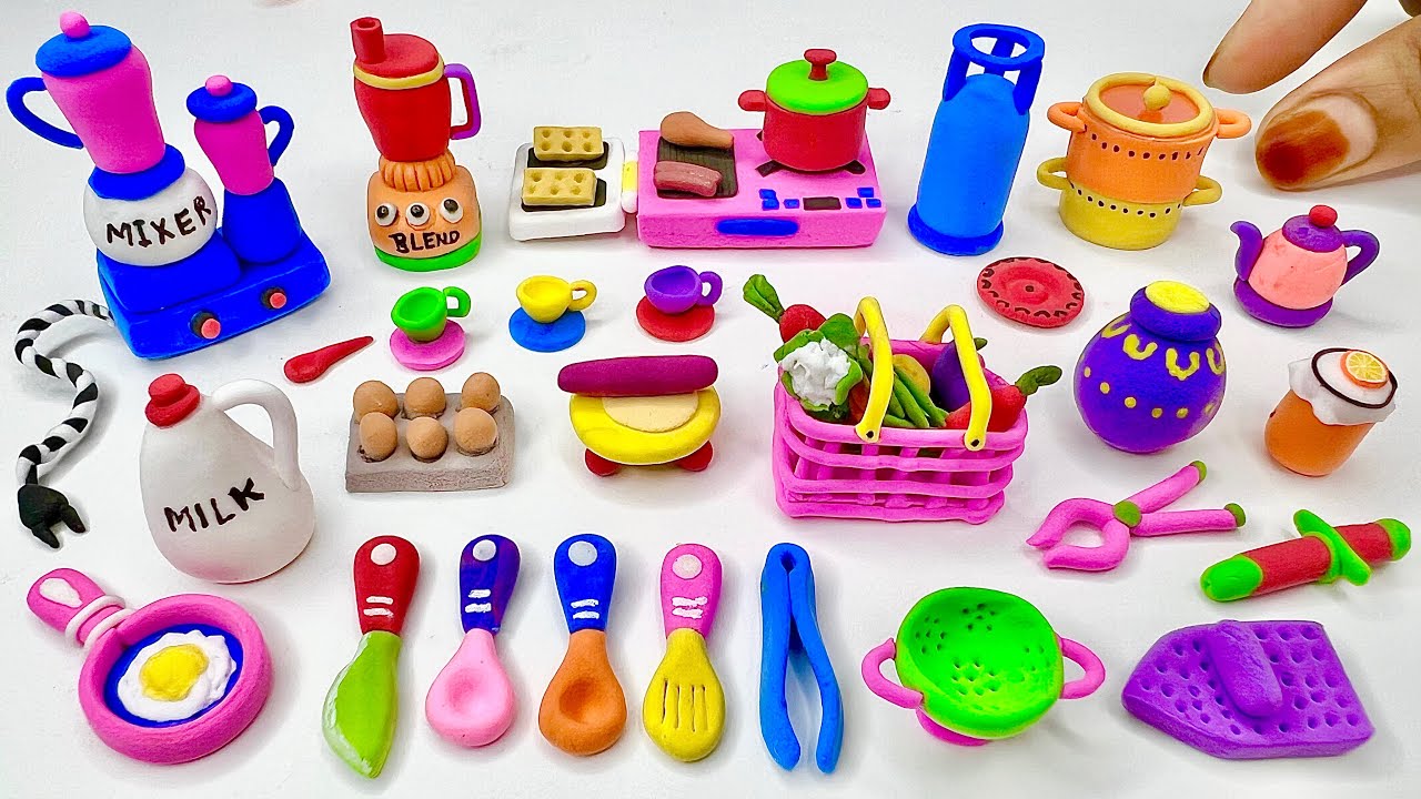 Amazing technique make kitchen set with polymer clay | Miniature clay kitchen set | diy kitchen set