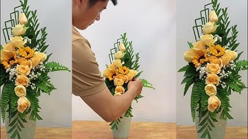 Cắm Bình Hoa Dạng Suối và Tạo Kiểu Với Cành Thủy Trúc