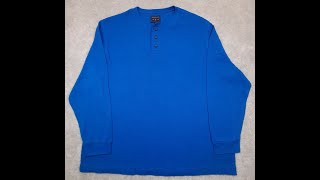 Saddlebred Men's Thermal T-Shirt 2X Big & Tall Henley Pullover Long Sleeve Blue Solid 0182