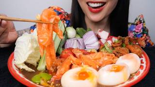 SPICY SALMON SALAD   FRESH VEGGIES   EGGS (ASMR EATING SOUNDS) LIGHT WHISPERS | SAS-ASMR