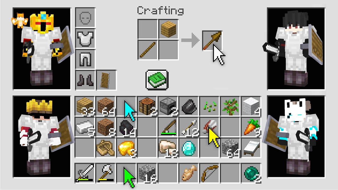 4 YouTubers Share 1 Inventory In Minecraft