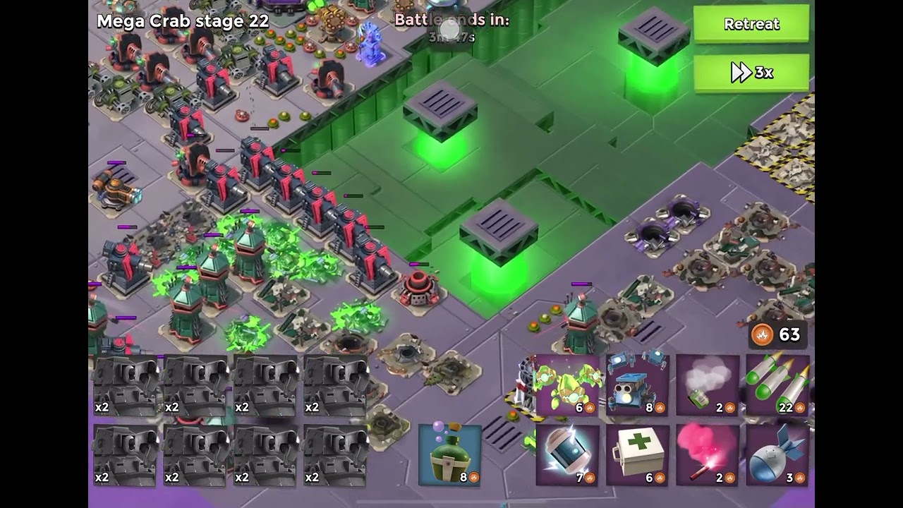 Boom Beach - Mega Crab - Attack 724 (Clear=Free Attack) (Joker Crab=Who Mystery Clown) (Reverse)