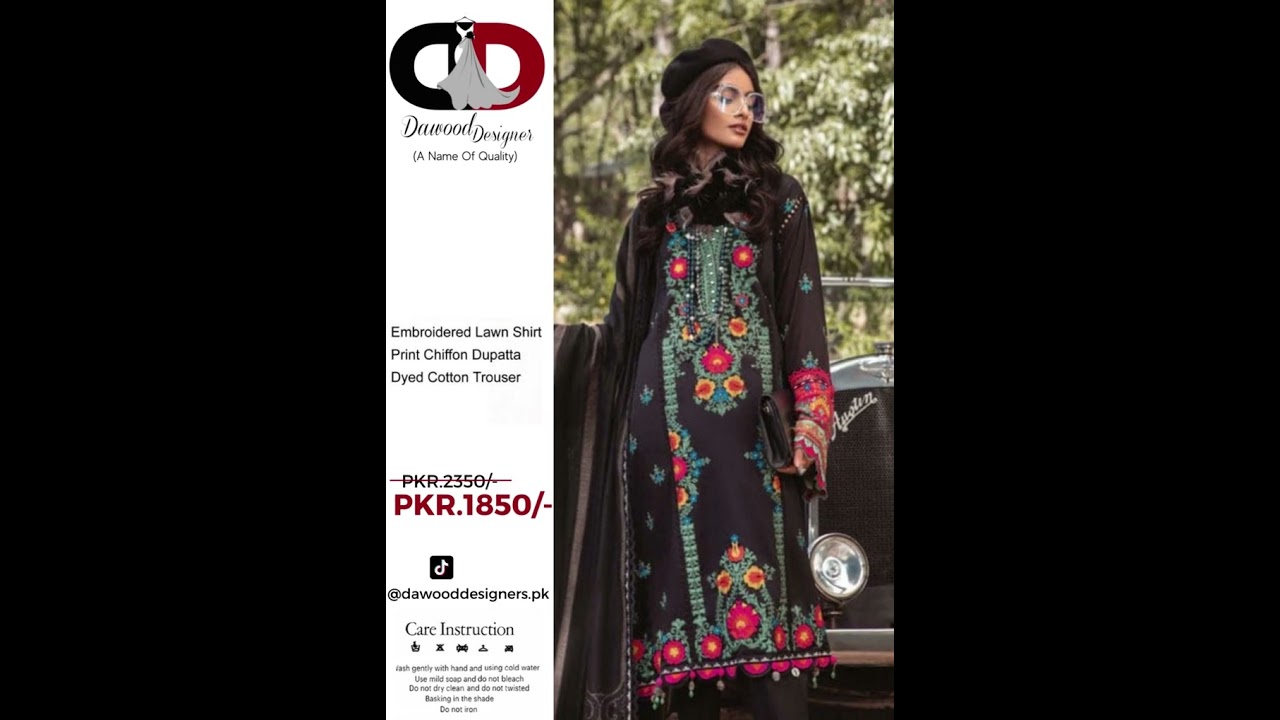 New Summer Lawn | Embroidered Lawn Shirt | Dyed Cotton Dupatta