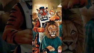 Tiger Barber vs Lion | मजेदार Animal Barber Shop Scene | Funny Animal Edit Shorts