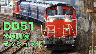 DD51プッシュプル【4K】機回し不要!DD 51で12系客車をサンドイッチに(米原訓練) Japanese Railway Diesel Locomotive