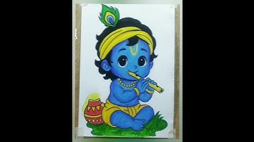 Krishna Ji Drawing Easy - Janmashtami drawing | bal krishna with flute #krishna #janmashtami