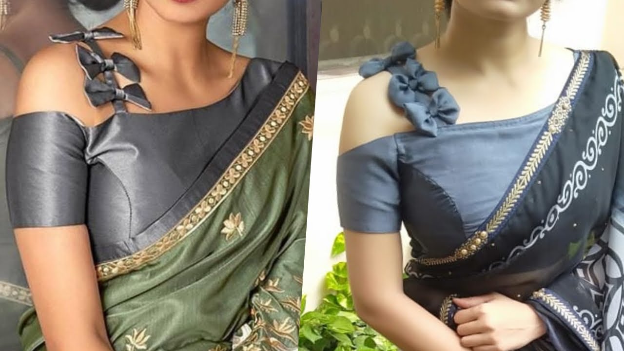 model one sholder bow style blouse making in hindi//designer blouse ...