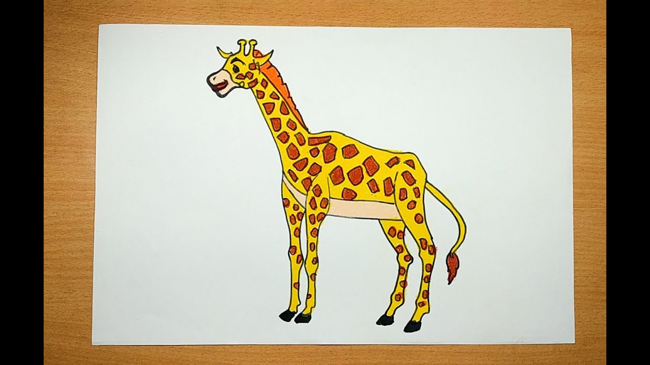 How to draw a Giraffe for kids : step by step - YouTube