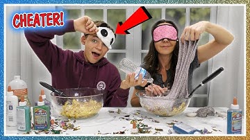 BLINDFOLDED SLYME MAKING CHALLENGE - TYLER CHEATS! | We Are The Davises