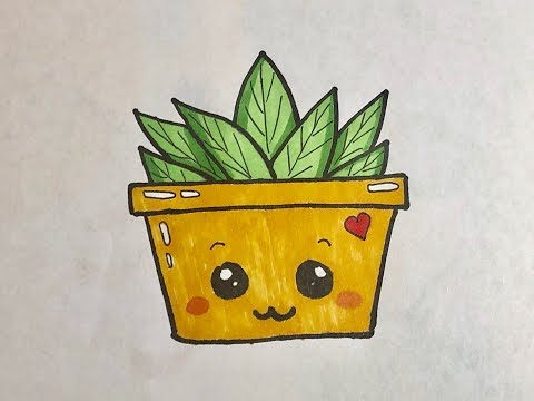 HOW TO DRAW A CUTE PLANT POT - EASY DRAWING