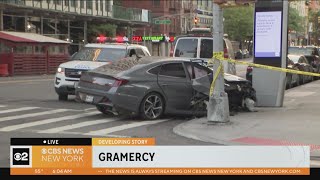 1 dead, 3 injured after car jumps curb in Gramercy