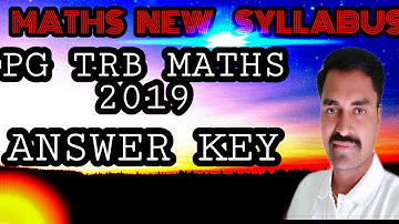 PG TRB MATHS 2019 ANSWER KEY