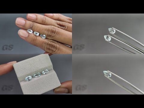 Сет аквамаринов в огранке груша 2,10 карат, Мадагаскар Видео  № 1