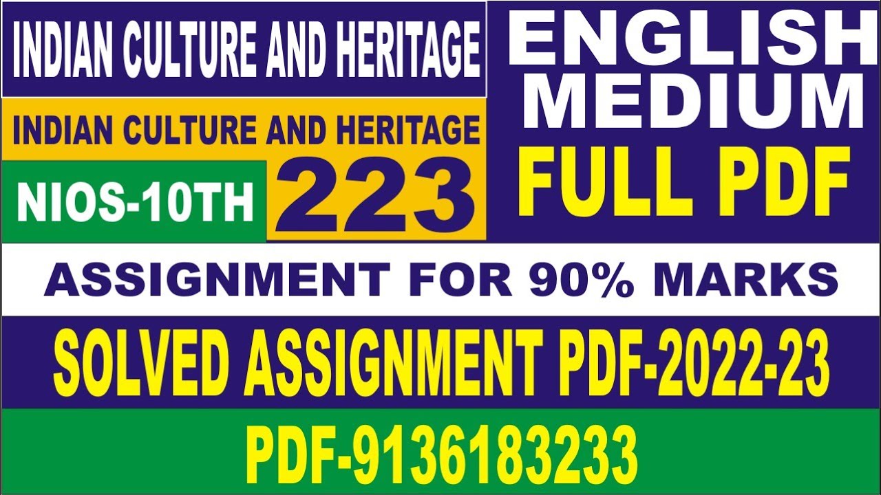 NIOS Class 10 Indian culture and Heritage (223) Solved TMA |NIOS CLASS 10 Solved TMA 2023 in english