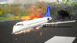 EMERGENCY LANDING WITH BROKEN LANDING GEAR - Airplane Crash in BRICK RIGS #4