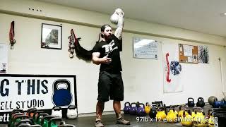 Heavy Kettlebell Snatch Form for Reps 97 lbs x 24