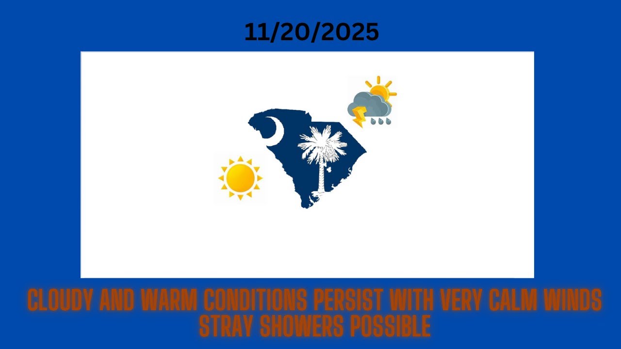 Cloudy and Warm Conditions Persist With VERY Calm Winds! Stray Showers ...