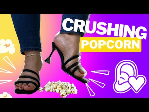 ASMR Crushing Popcorn in Strappy Heels | Feet POV